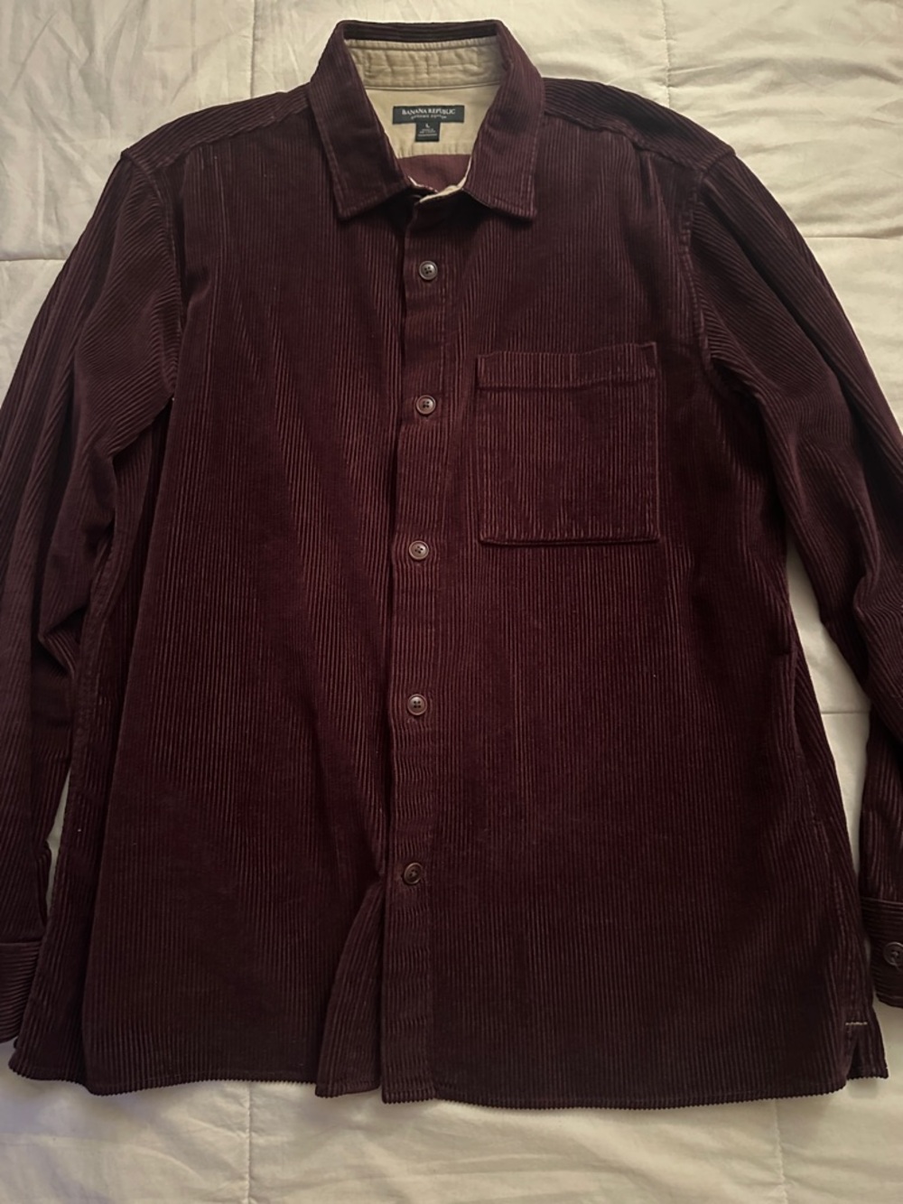 Banana Republic Corduroy Button-Down Shirt in Burgundy